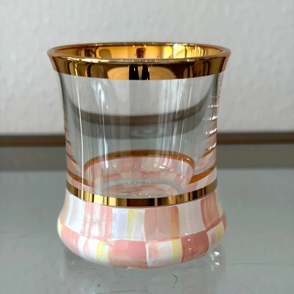 NEW Mackenzie Childs Rosy Check Shot Glass 2oz